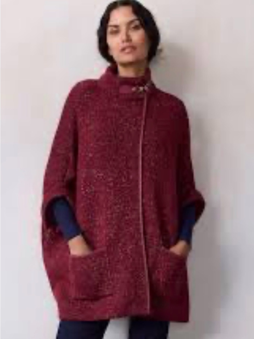 LC Lauren Conrad Luxe Cape Burgundy & Gold Knit